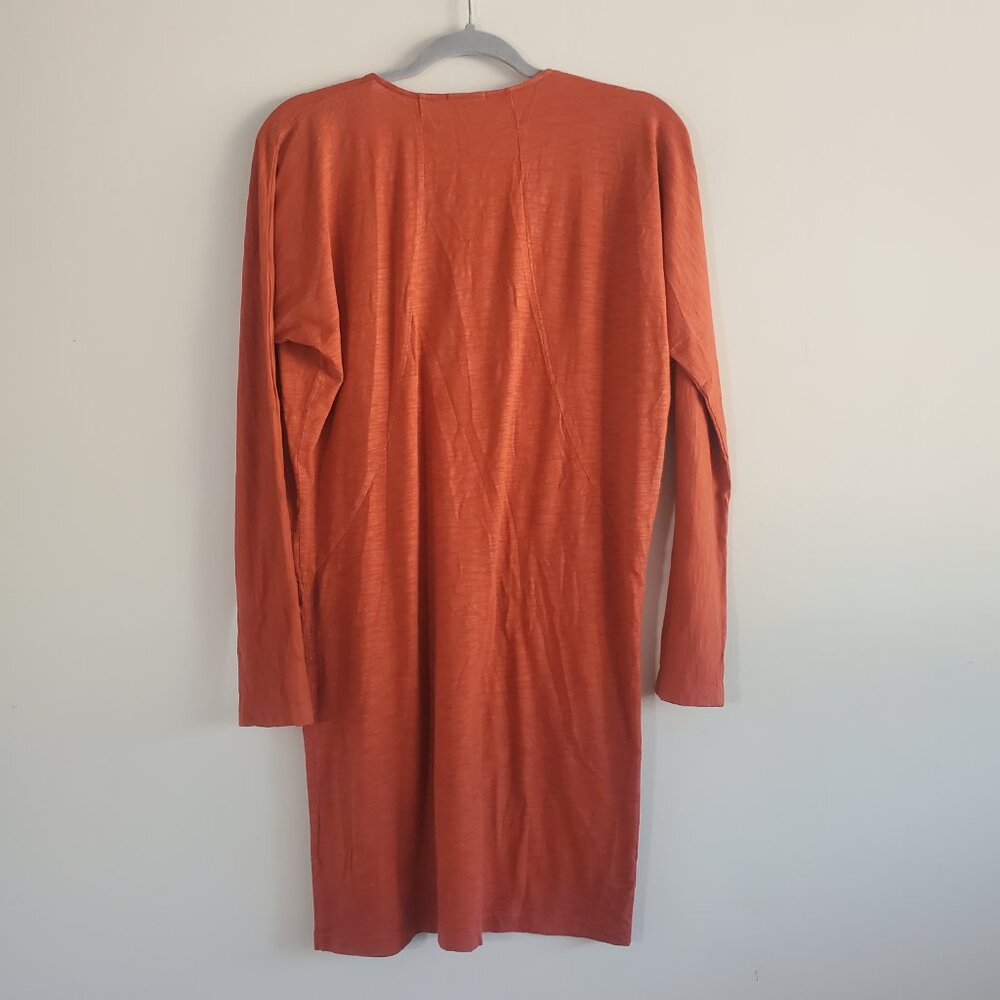 Lilla P Women's Shift Dress Rusty Orange XS Long Sleeve Modal Autumn Casual - Picture 5 of 9